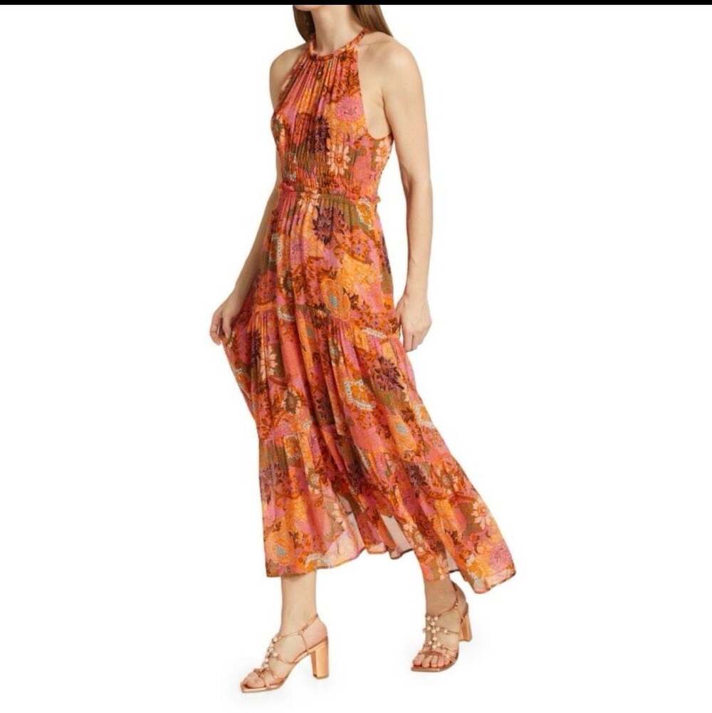 A.L.C. Elara Silk Floral Halter Tiered Maxi Dress